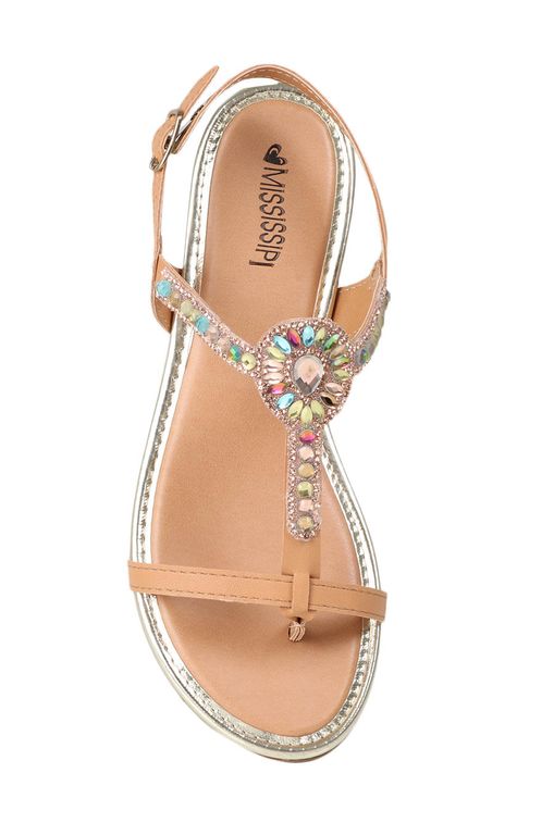 Sandália Rasteira Feminina Mississipi Strass Nude - Moda Online | Passarela  - Babado Outlet