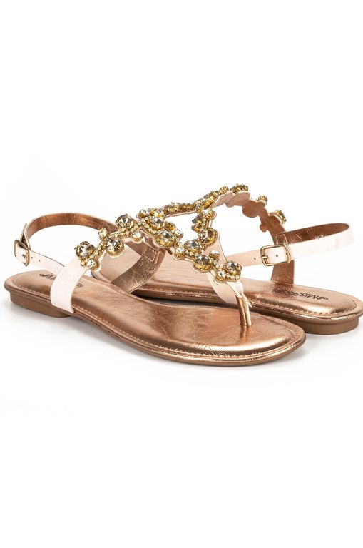 Sandália Rasteira Feminino Mississipi Joias Nude - Moda Online | Passarela  - Passarela - Moda e Calçados