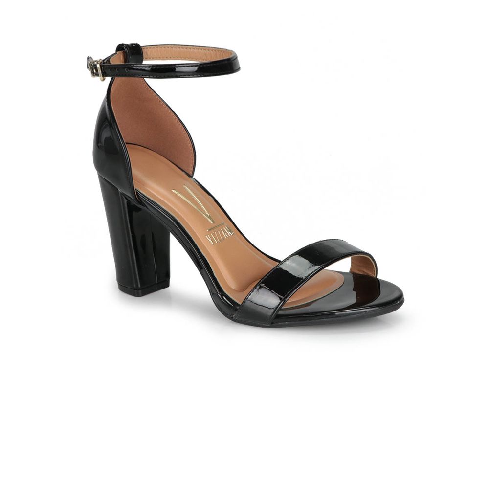 sandalia salto grosso verniz