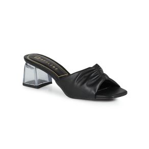 Tamanco Salto Feminino Offline Translúcido Preto Menor preço em Tamanco Salto Feminino Offline Translúcido Preto