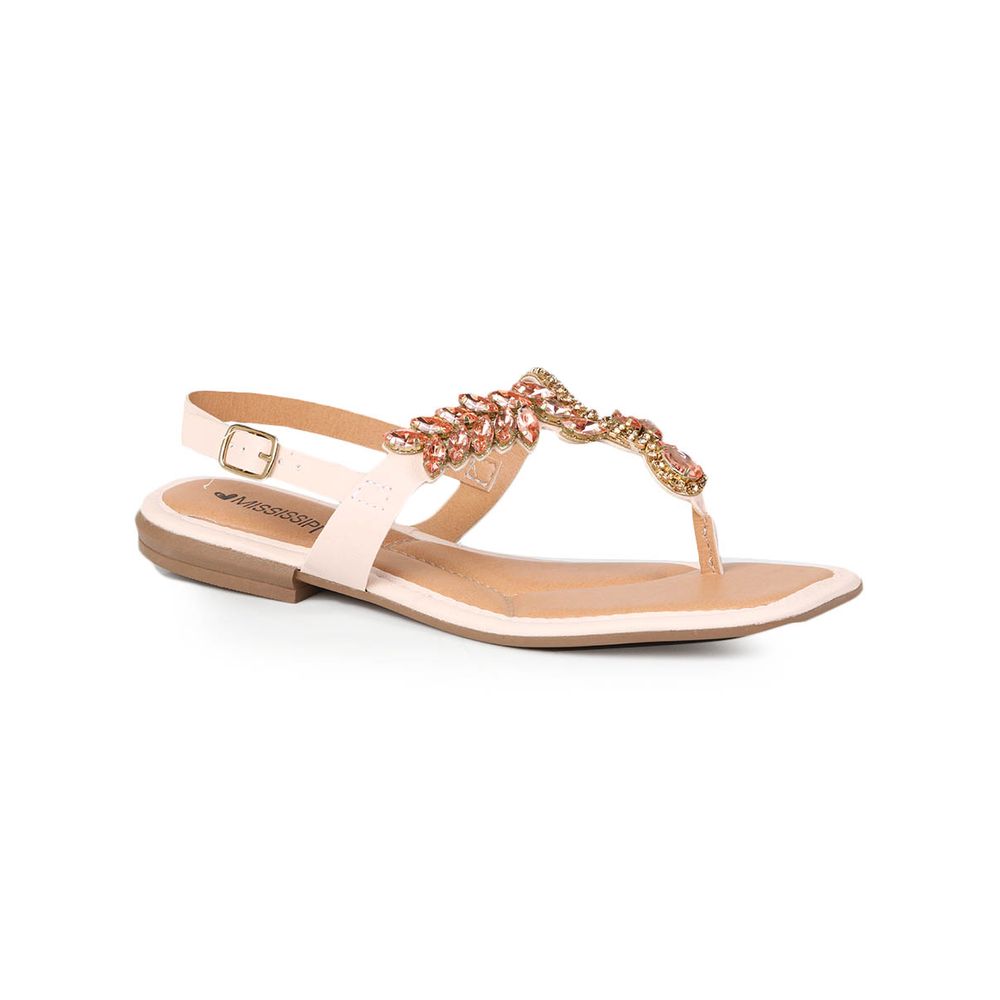 Sandália Rasteira Feminina Mississipi Pedraria Marfim - Moda Online |  Passarela - Passarela - Moda e Calçados