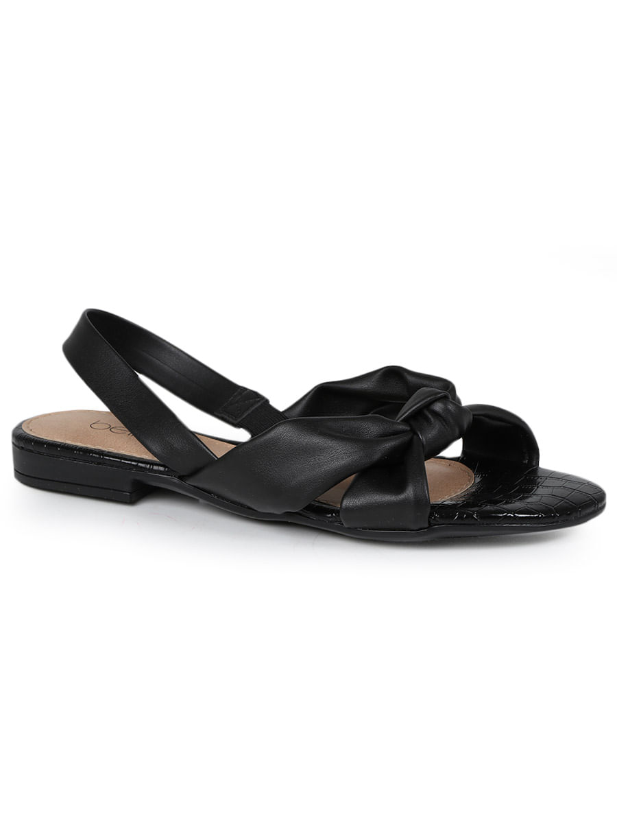 Sandália Rasteira Conforto Beira Rio Amarração Preto - Passarela