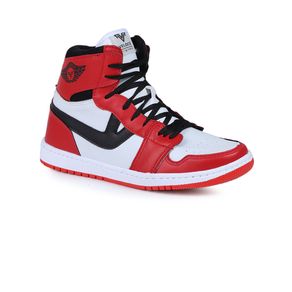 Tênis Casual Masculino Veloce Streetwear Branco e Vermelho Menor preço em Tênis Casual Masculino Veloce Streetwear Branco e Vermelho