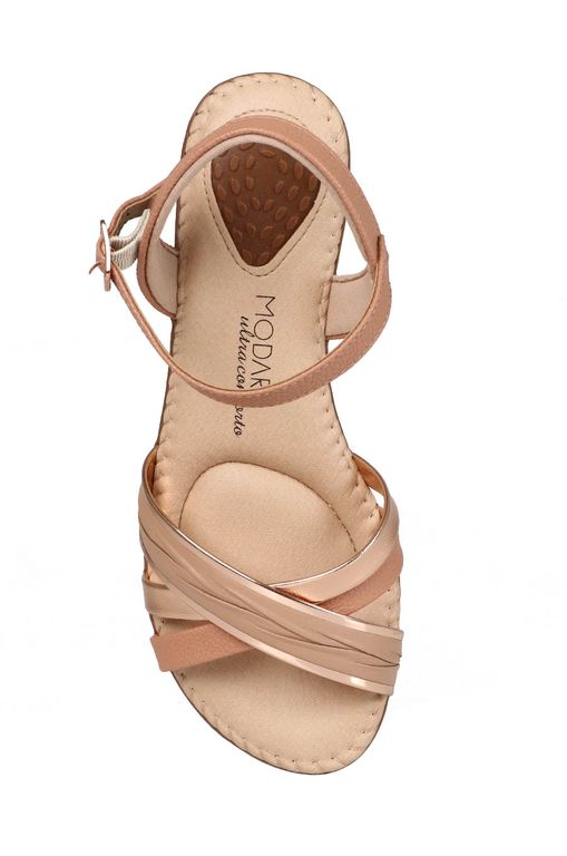 sandália anabela conforto feminina modare