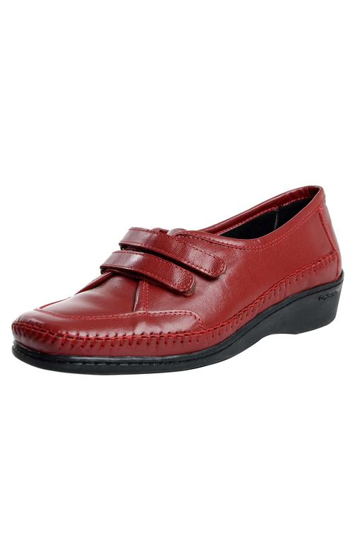 Sapato Fechado Confort Couro Cabra Vermelho - Passarela - Moda e Calçados