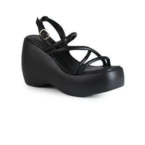 Sandália Anabela Feminina Offline Robusta Preto Menor preço em Sandália Anabela Feminina Offline Robusta Preto