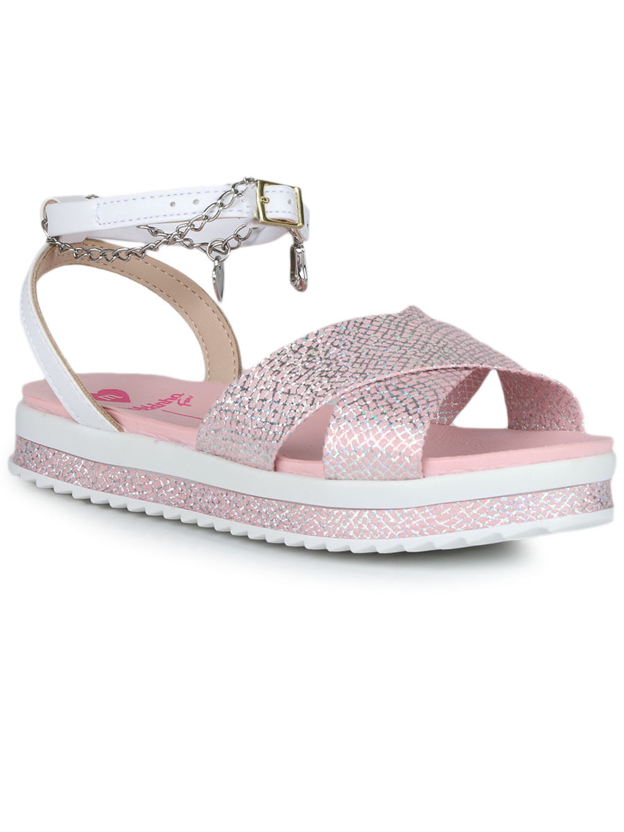 Sandália Infantil para Menina Mar e Cor Rosa com Glitter