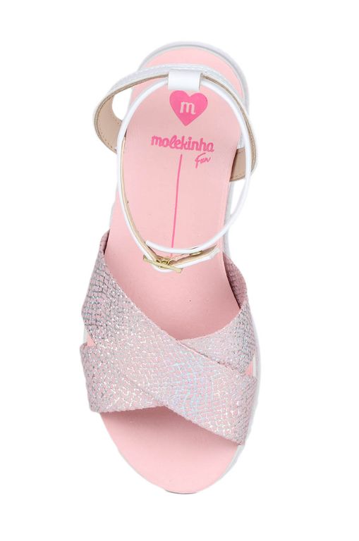 Sandália Infantil para Menina Mar e Cor Rosa com Glitter