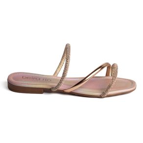Rasteirinha Feminino Beira Rio Com Tira De Strass Ouro Rosado Menor preço em Rasteirinha Feminino Beira Rio Com Tira De Strass Ouro Rosado