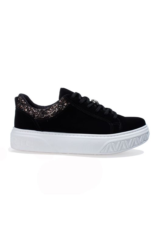 Tenis via marte preto com sale glitter