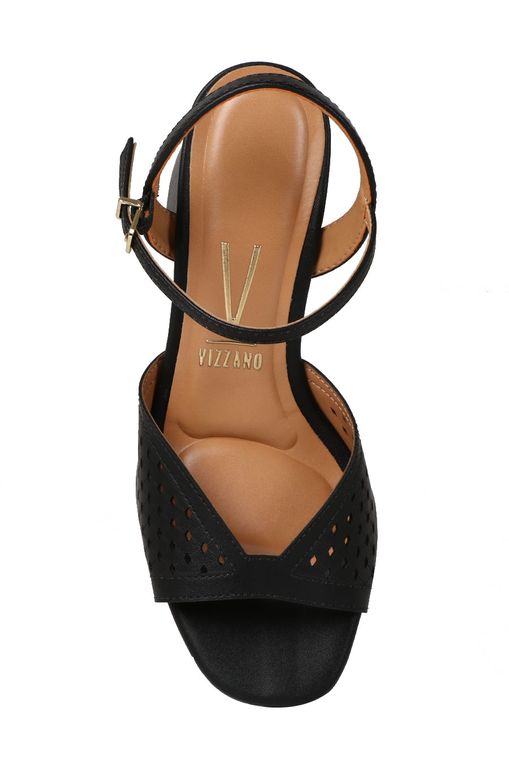 sandália vizzano salto baixo grosso lasercut