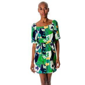 Vestido Feminino Rovitex Curto Estampado Verde Menor preço em Vestido Feminino Rovitex Curto Estampado Verde