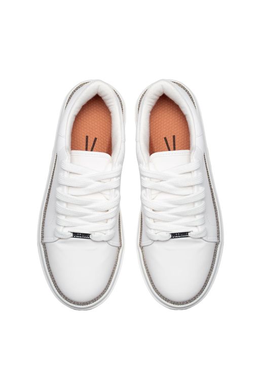 Tênis Feminino Vizzano Plataforma com Strass Branco Passarela