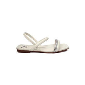 Sandália Rasteira Feminina Moleca Strass Frontal Marfim Menor preço em Sandália Rasteira Feminina Moleca Strass Frontal Marfim