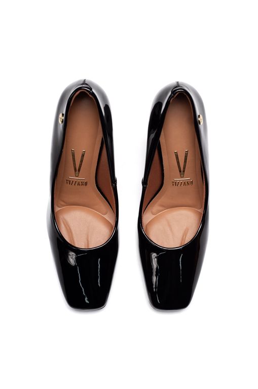 Sapato Feminino Vizzano Verniz Salto Bloco Preto Passarela