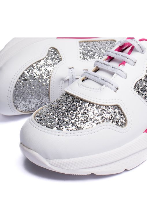Tênis Infantil Molekinha com Glitter Branco/Prata Passarela