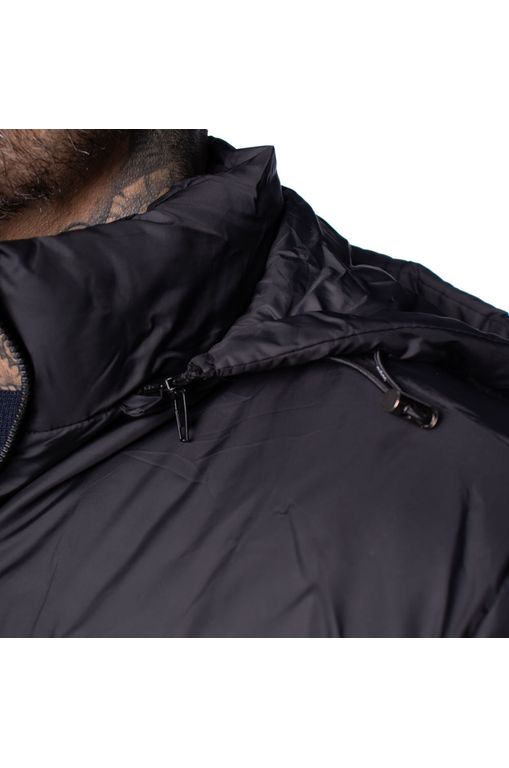 Jaqueta Puffer Masculina Gangster com Capuz Removível Preta