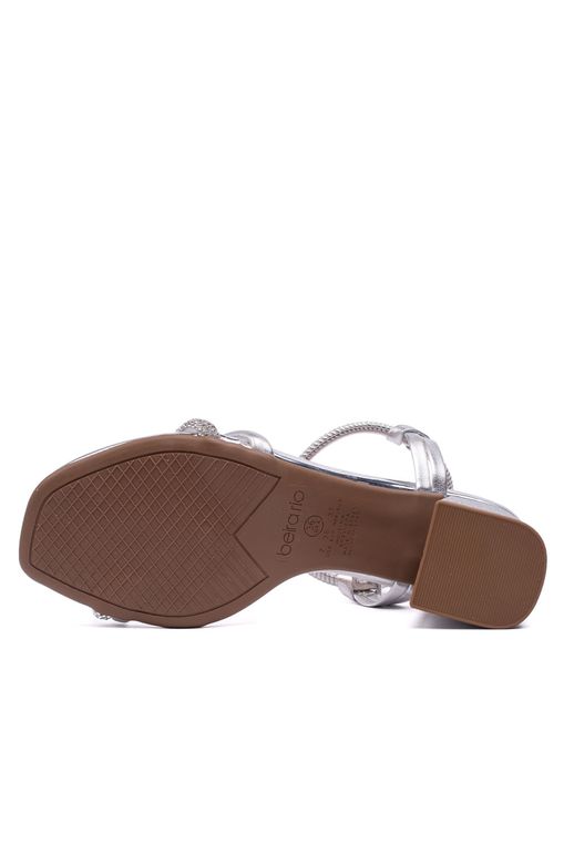 Sandália Feminina Beira Rio Salto Grosso Metalizada Prata