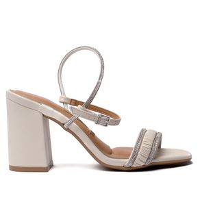 Sandália Feminina Vizzano Salto Bloco Com Brilhos Off White Menor preço em Sandália Feminina Vizzano Salto Bloco Com Brilhos Off White